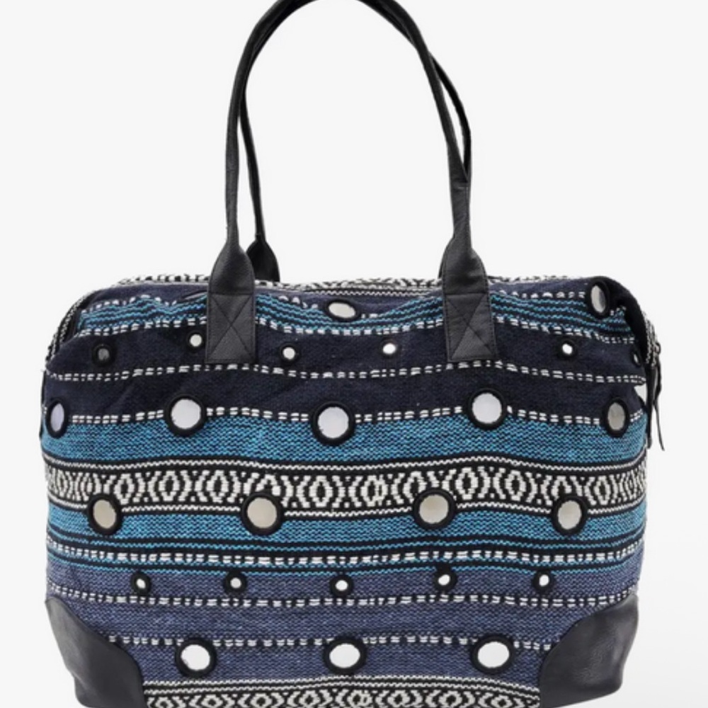 Raj L.A. Vegan Leather Patterned Blue and Black Tote Bag from the Y2K Vault